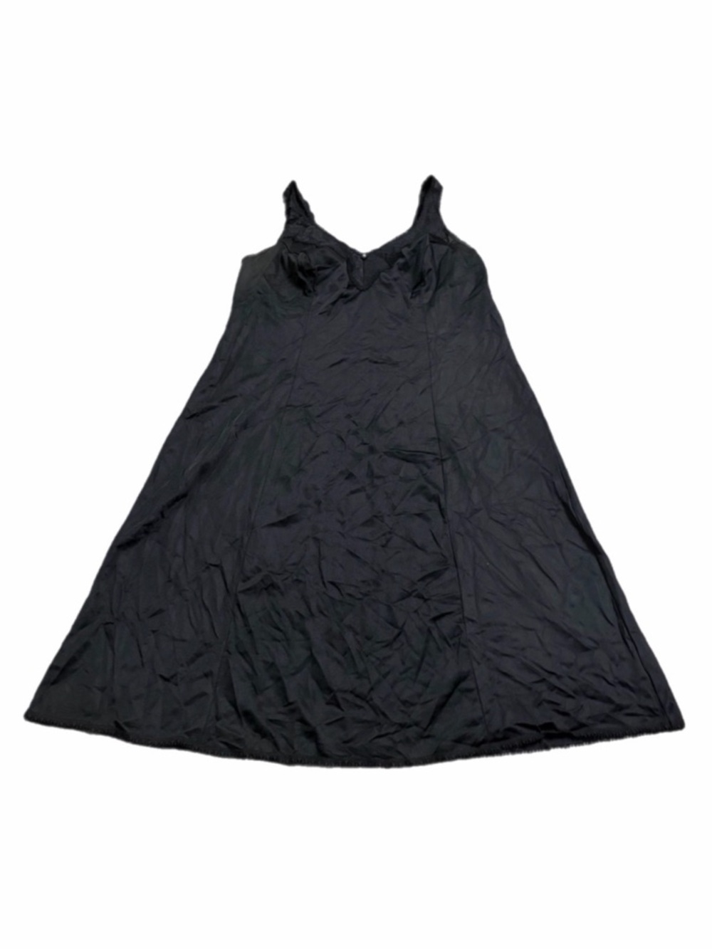 70s/80s European Vintage Triumph Silky Lace Trim Midi Slip Dress (Black) Size XL